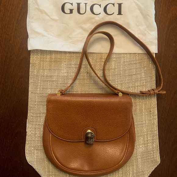 Gucci Handbags - Vintage Gucci brown leather shoulder bag